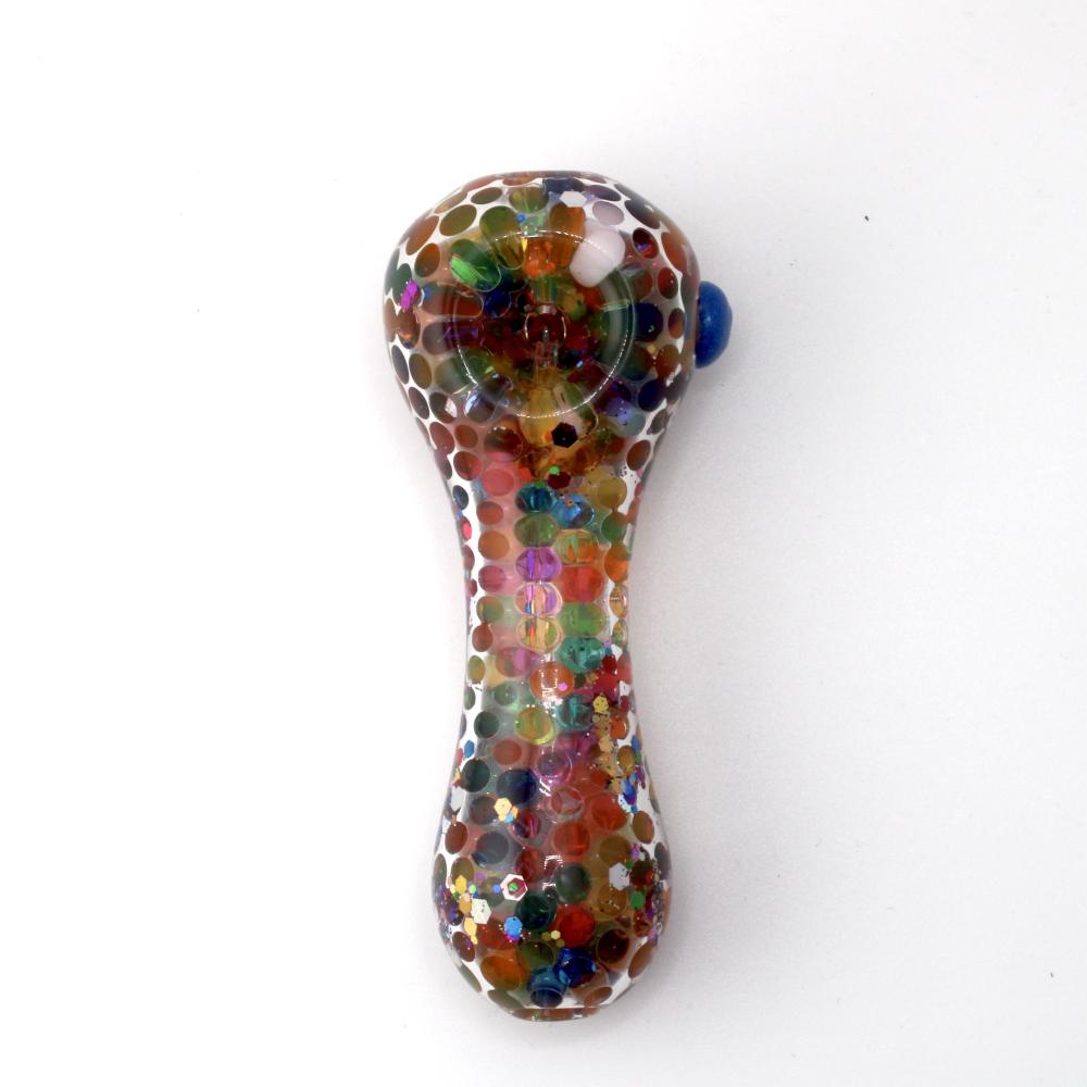4.5'' Carnival Glass Hand Pipe - Rainbow