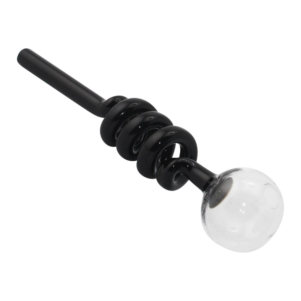 5.5" Spiral Thick Pyrex Glass Oil Burner Pipe-Black and Clear