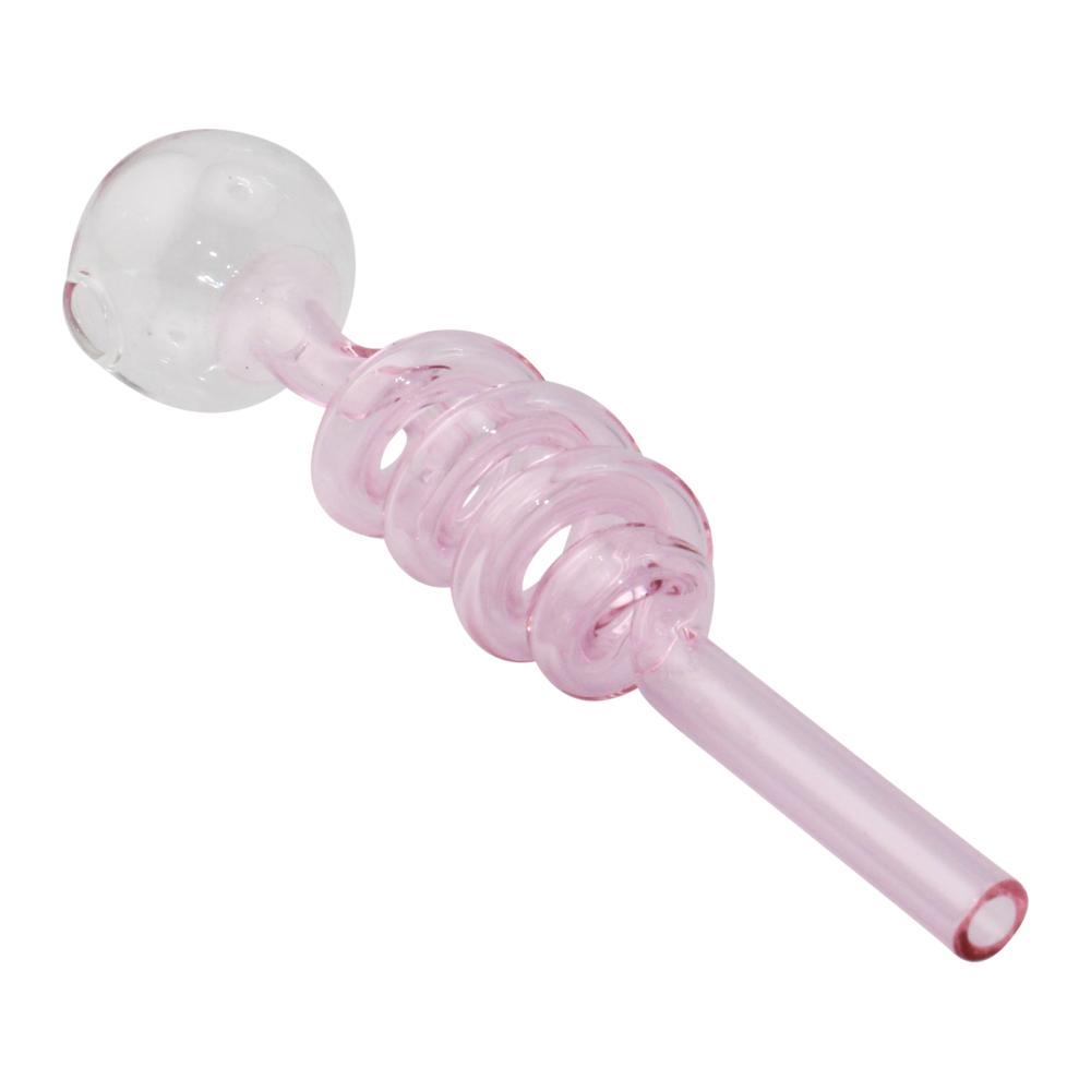 5.5" Spiral Thick Pyrex Glass Oil Burner Pipe-Pink