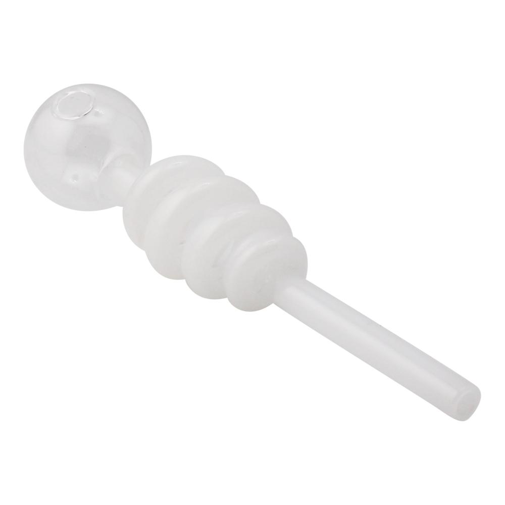 5.5" Spiral Thick Pyrex Glass Oil Burner Pipe-White