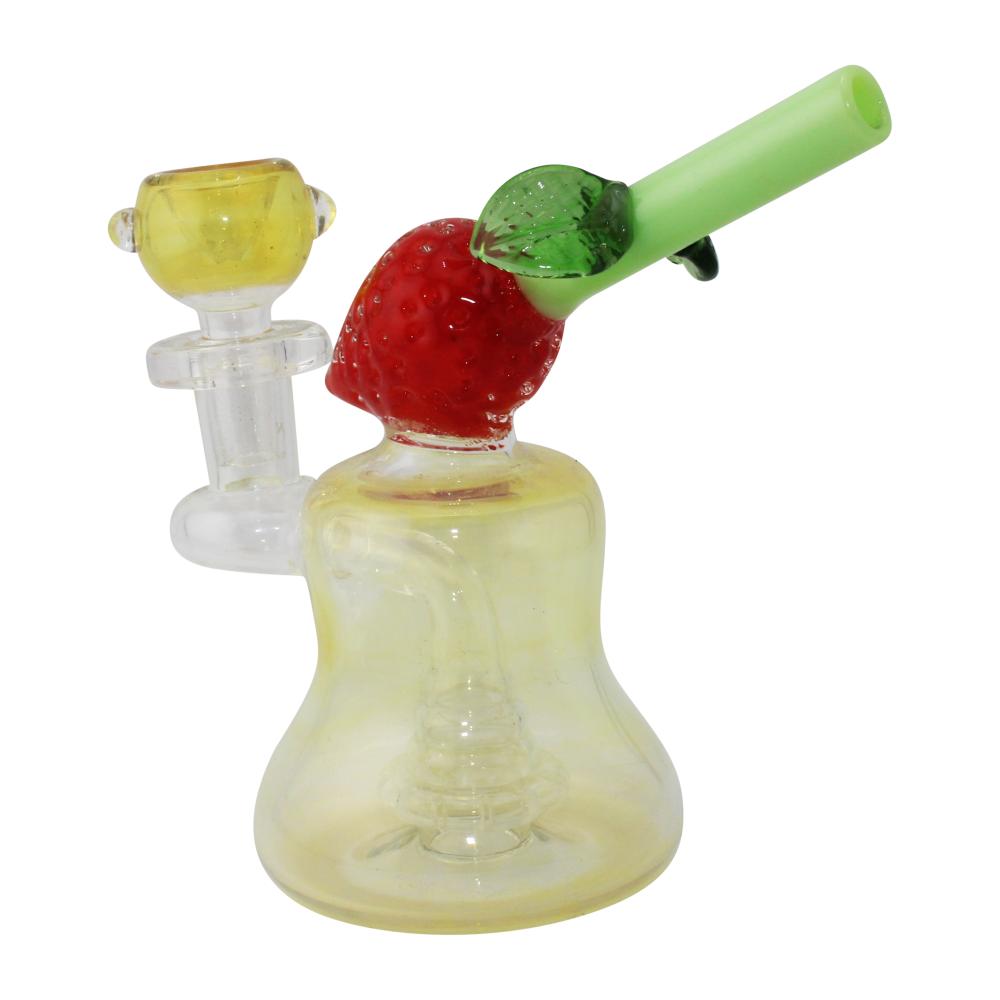 5.5" Strawberry Bliss Thick Pyrex Glass Water Pipe-Yellow