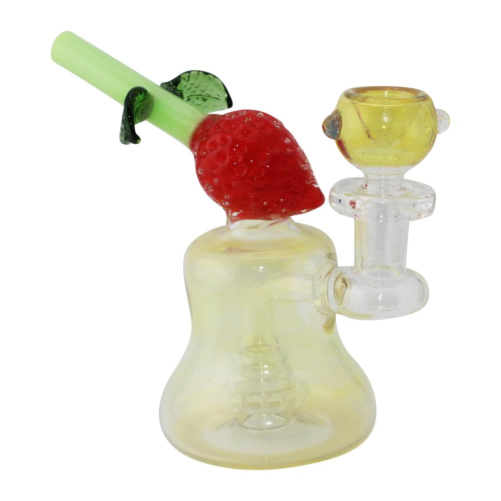 5.5" Strawberry Bliss Thick Pyrex Glass Water Pipe-Yellow