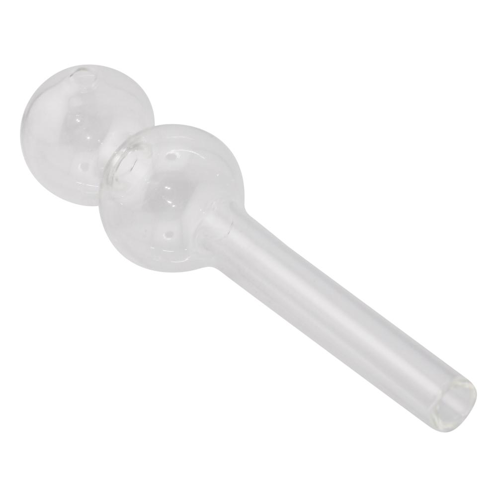 6" Thick Pyrex Double Bowl Glass Oil Burner Pipe-Clear