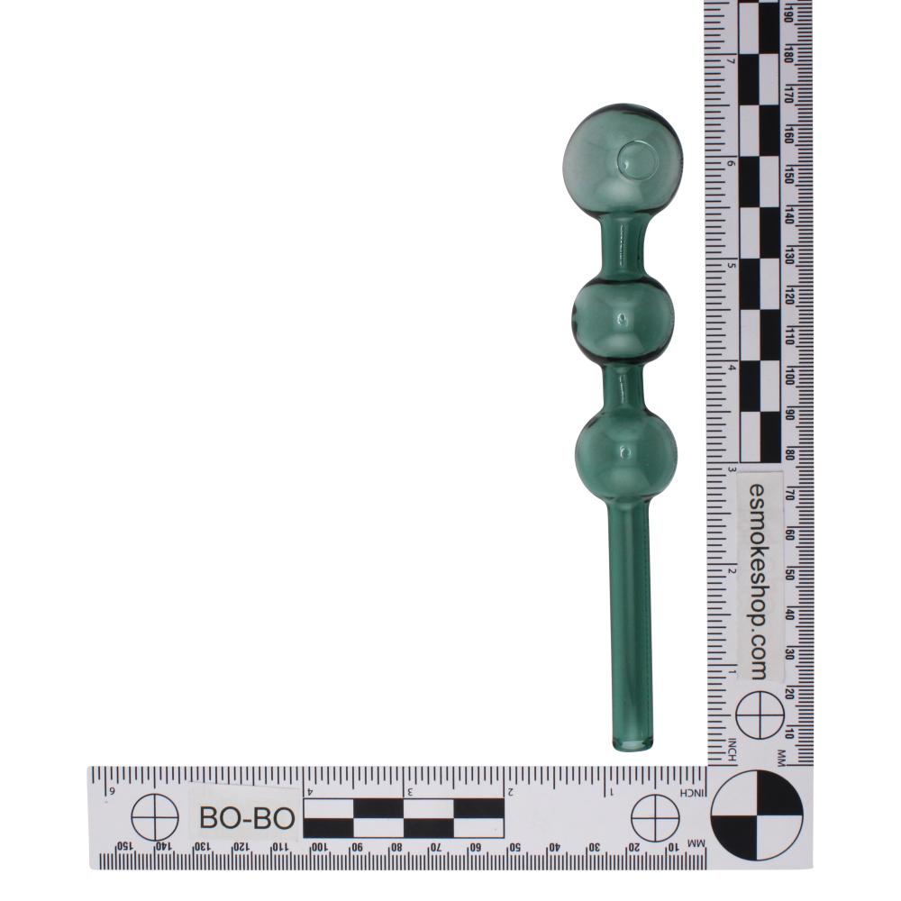 6" Thick Pyrex Triple Bowl Glass Oil Burner Pipe-Green