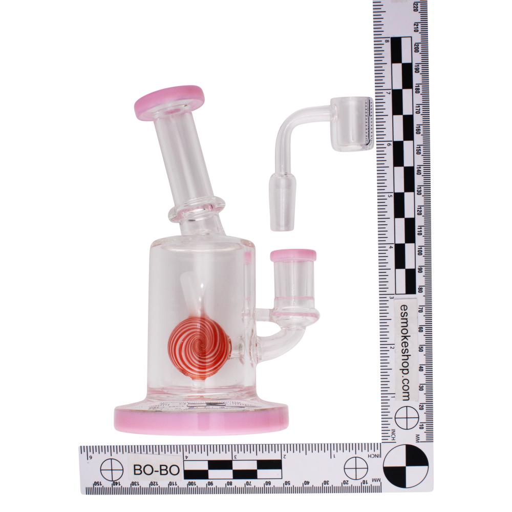 7" Cotton Candy Swirl Thick Pyrex Glass Water Pipe-PNK