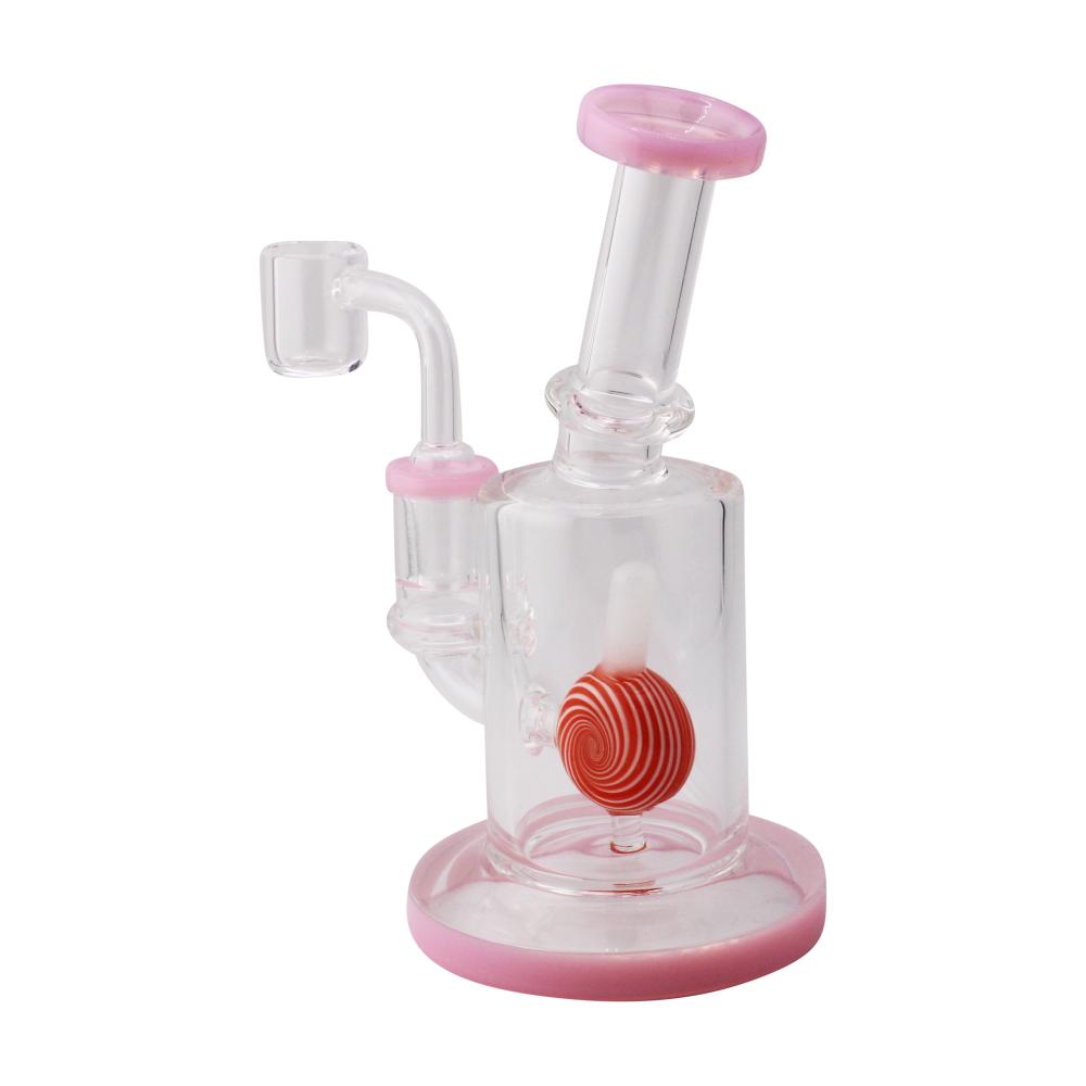7" Cotton Candy Swirl Thick Pyrex Glass Water Pipe-PNK