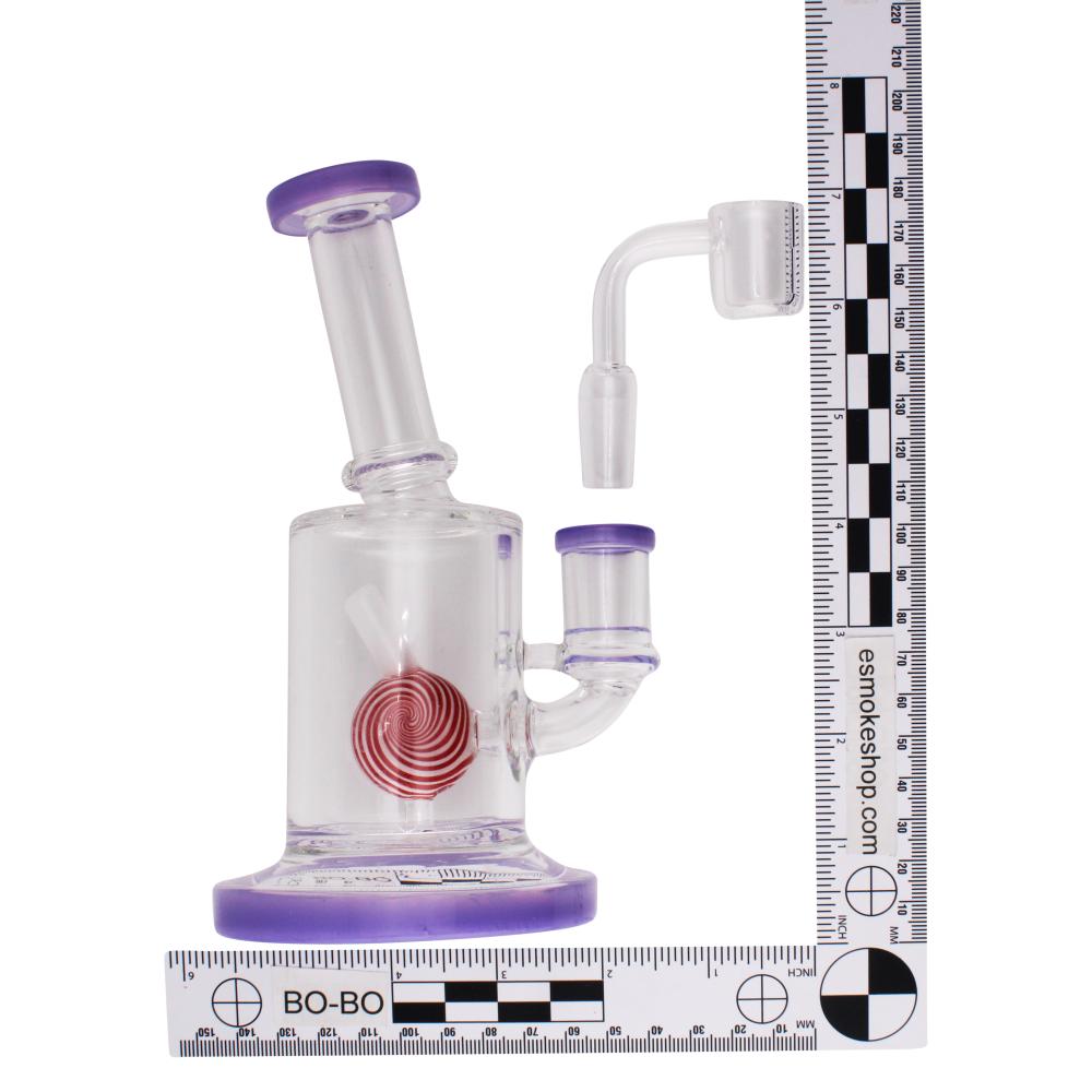7" Cotton Candy Swirl Thick Pyrex Glass Water Pipe-Purple