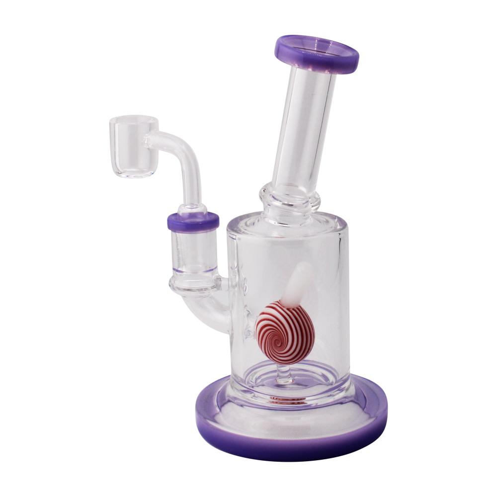 7" Cotton Candy Swirl Thick Pyrex Glass Water Pipe-Purple