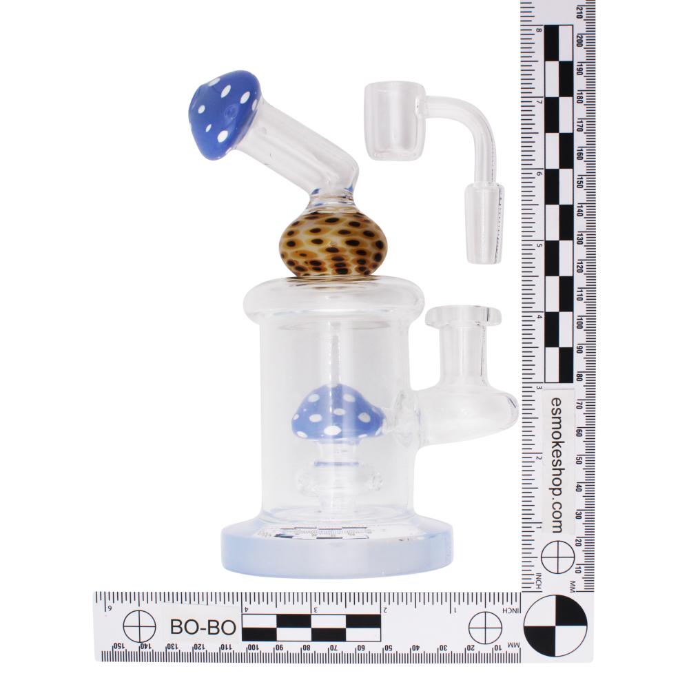 7" Magic Shroom Thick Pyrex Glass Water Pipe-Blue