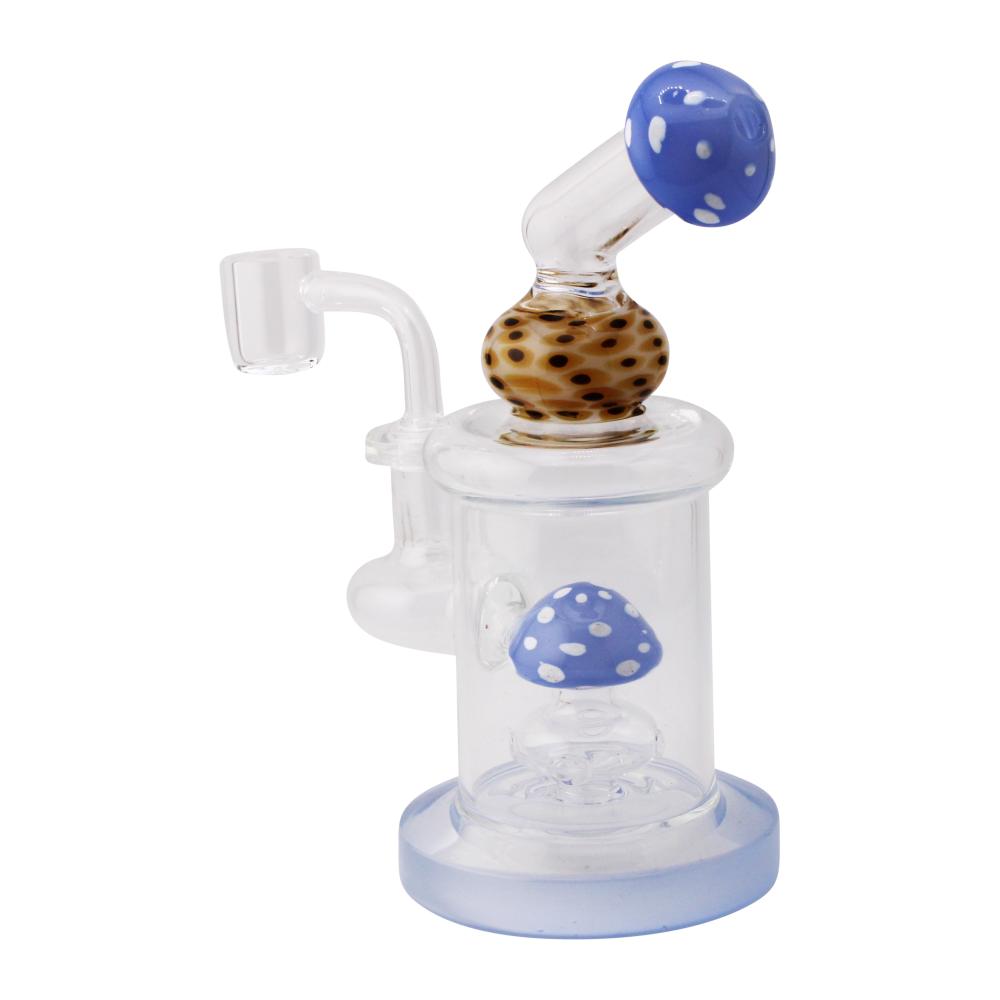 7" Magic Shroom Thick Pyrex Glass Water Pipe-Blue
