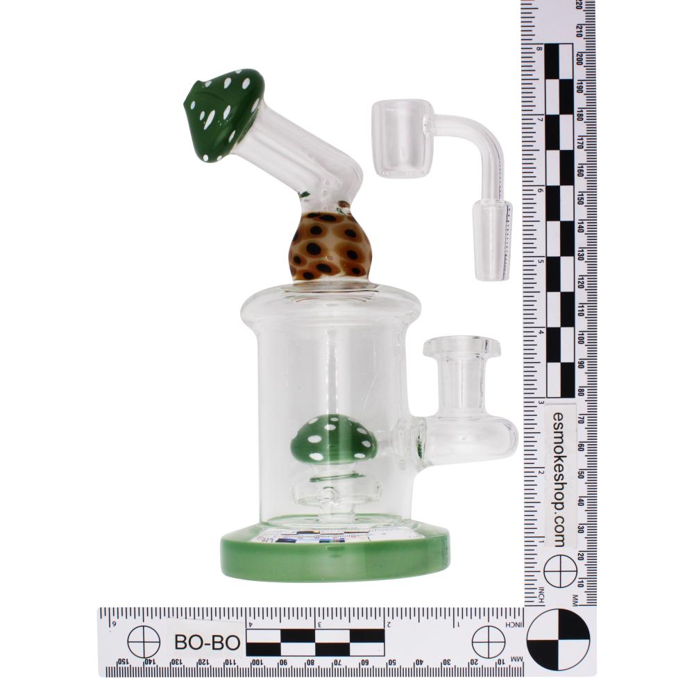 7" Magic Shroom Thick Pyrex Glass Water Pipe-Green