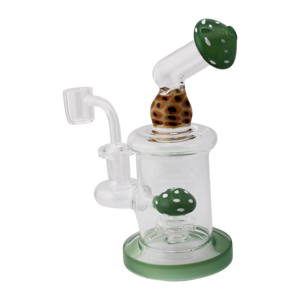 7" Magic Shroom Thick Pyrex Glass Water Pipe-Green