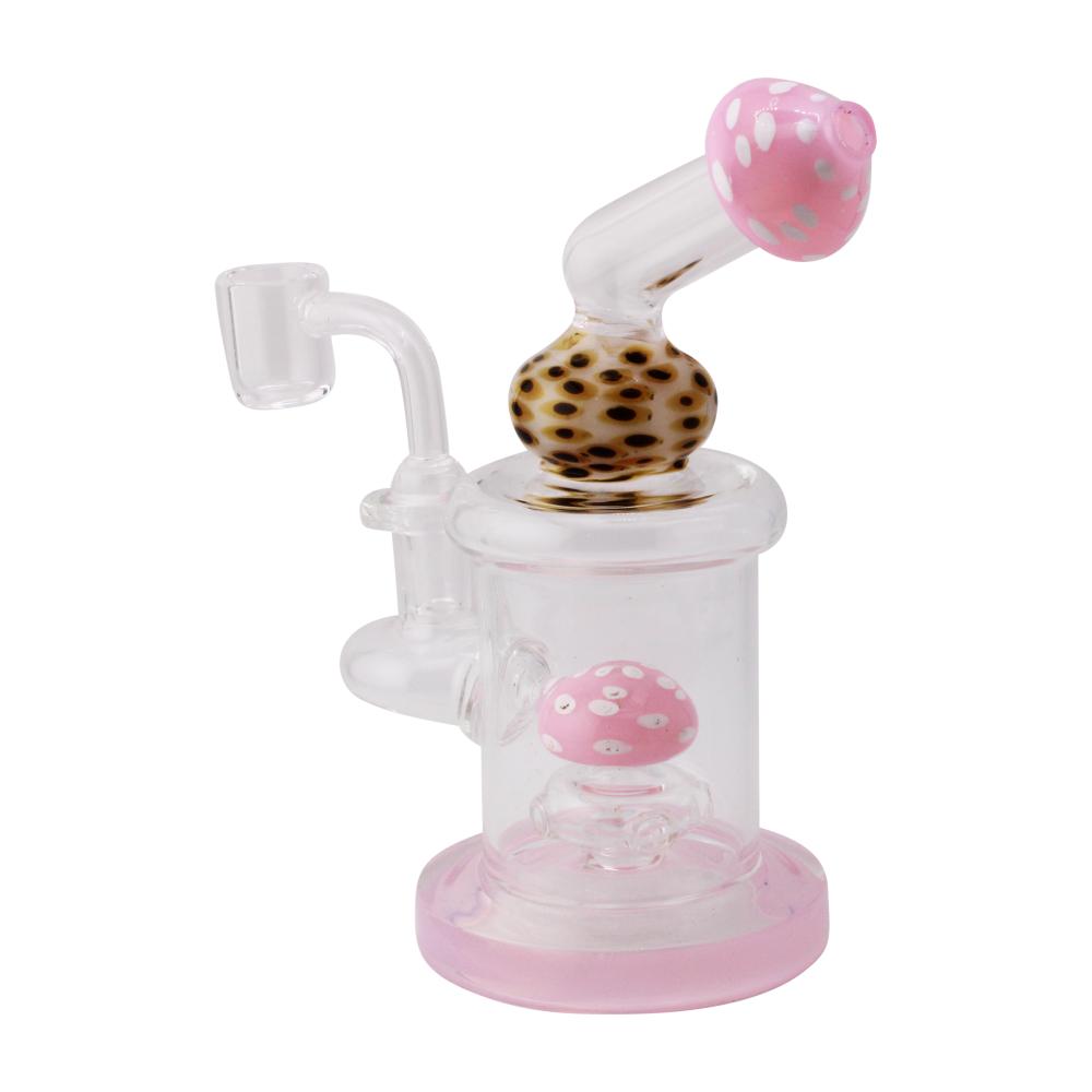 7" Magic Shroom Thick Pyrex Glass Water Pipe-Pink