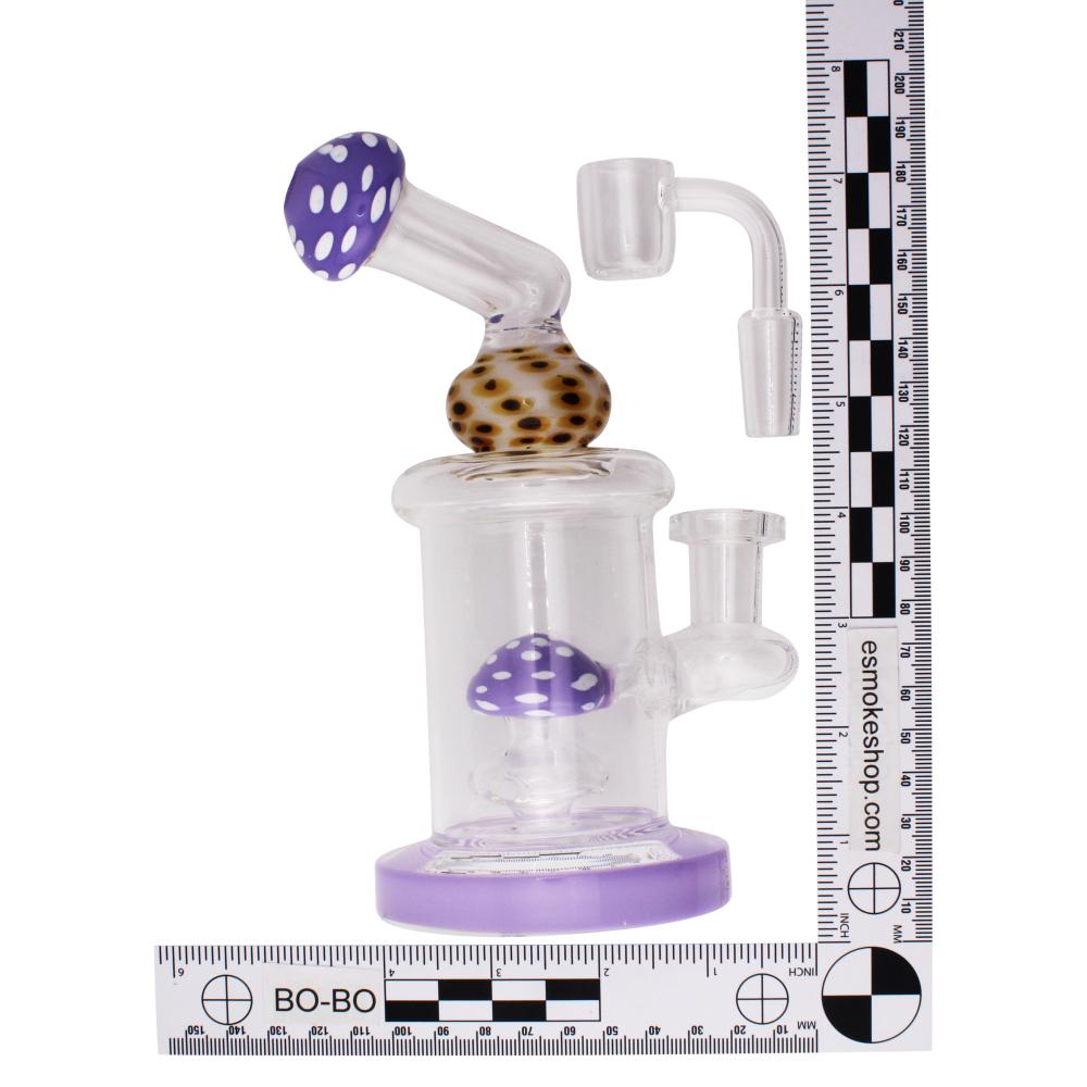7" Magic Shroom Thick Pyrex Glass Water Pipe-Purple
