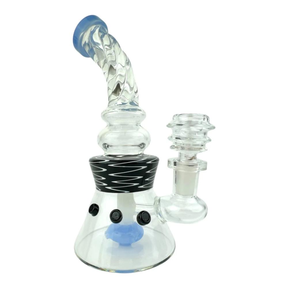7” Color Bent Twisted Neck Glass Water Pipe - Blue