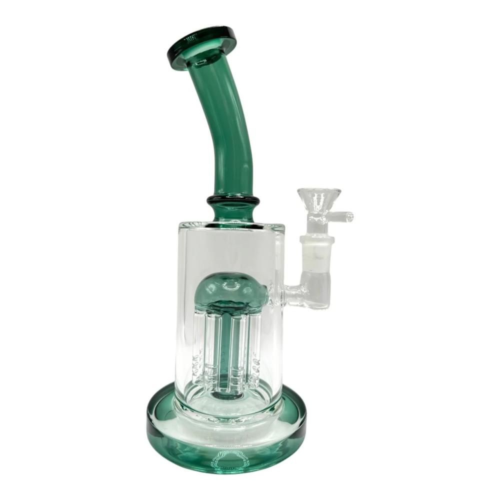 8.5" Bent Neck Twist Tree Perc Glass Water Pipe - Green