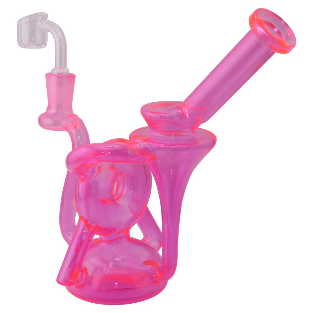 9" Recycle Thick Glass Water Pipe-Pink