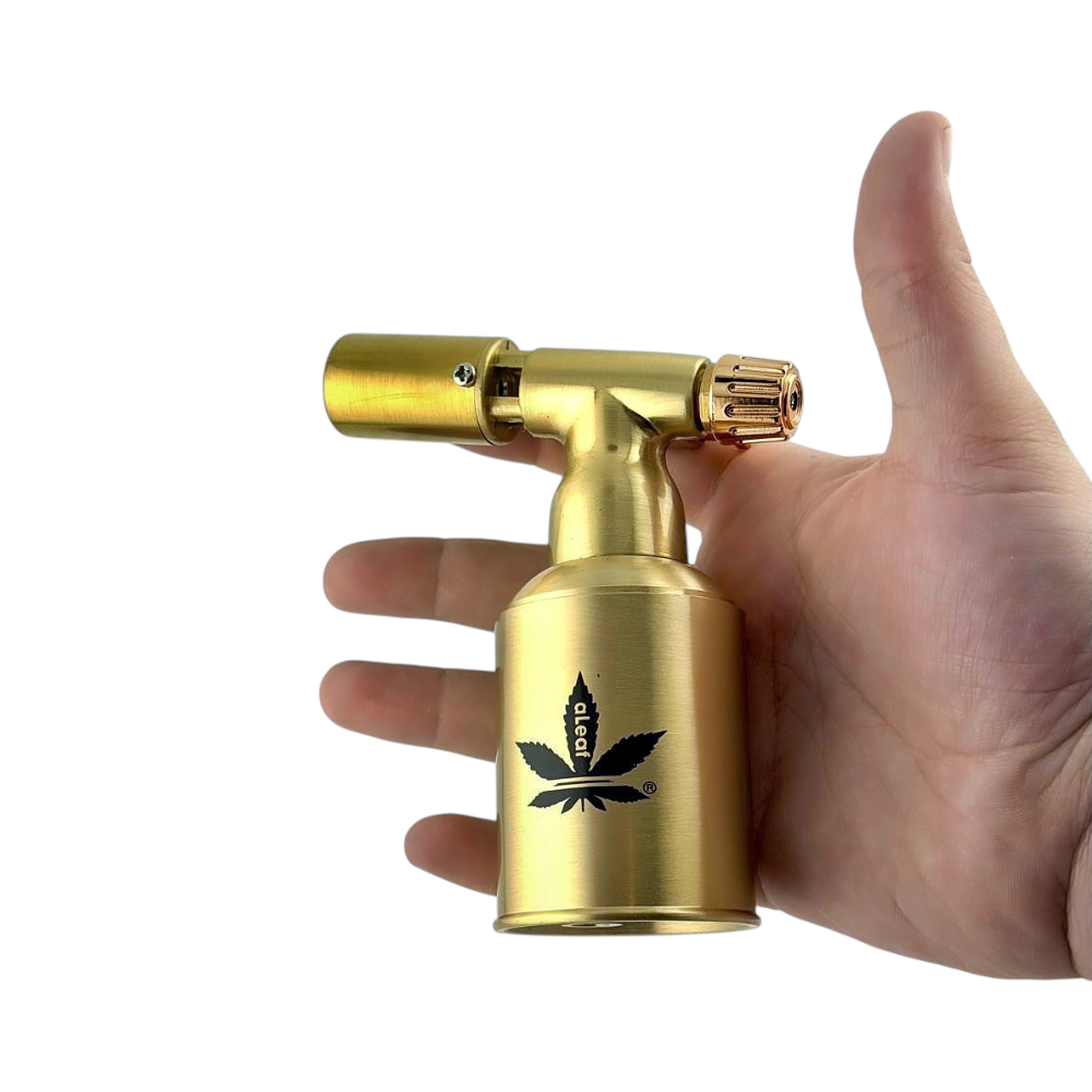 aLeaf 5" Brass Blow Torch Lighter Single Turbo Flame-Gold