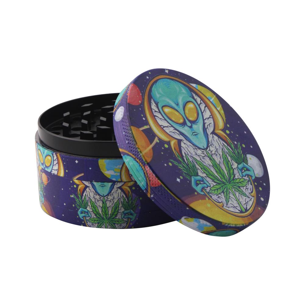 Alien Design Medium Metal Grinder-4 Piece-Blue Mix