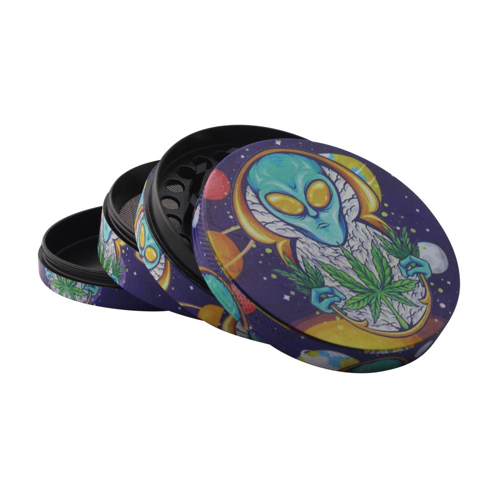 Alien Design Medium Metal Grinder-4 Piece-Blue Mix