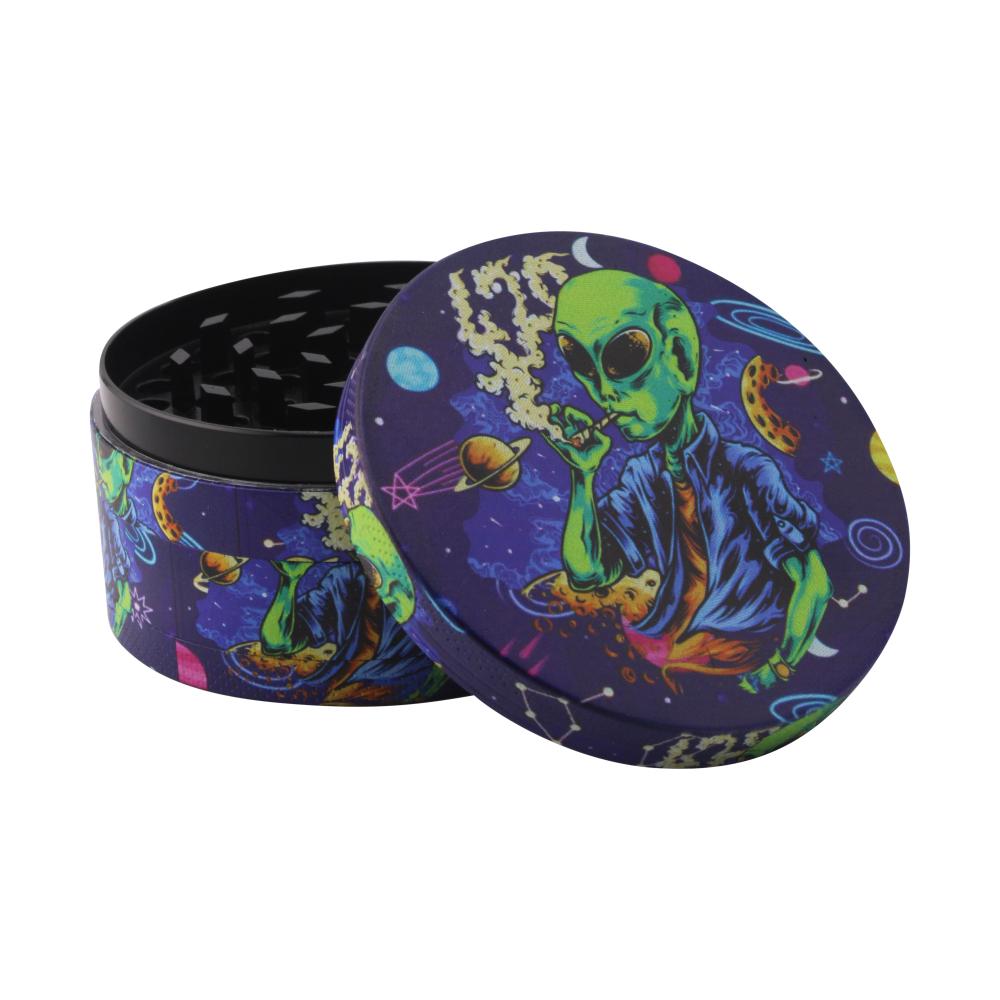 Alien Design Medium Metal Grinder-4 Piece-Blue