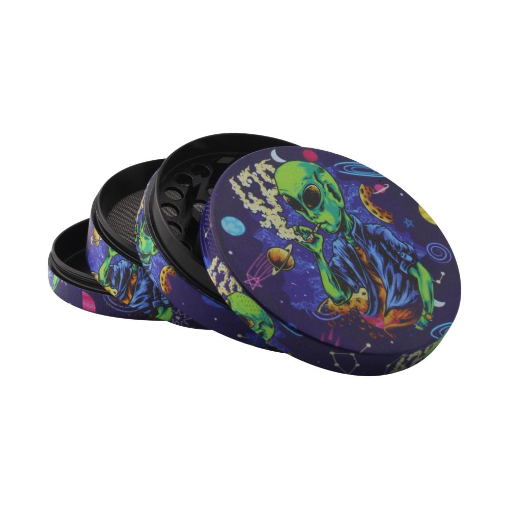 Alien Design Medium Metal Grinder-4 Piece-Blue