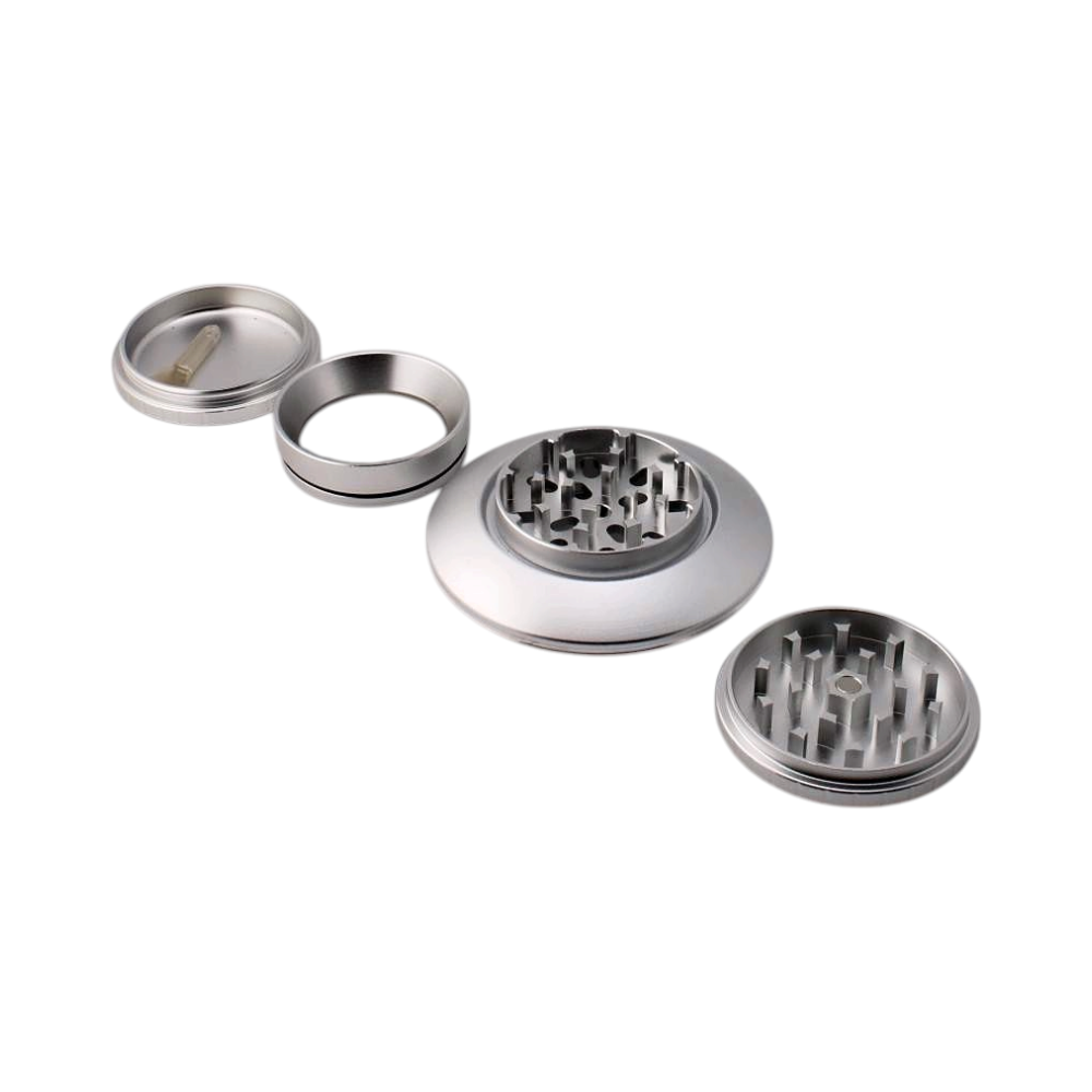 Alien Plate Style Metal Grinder-4 Piece-Silver