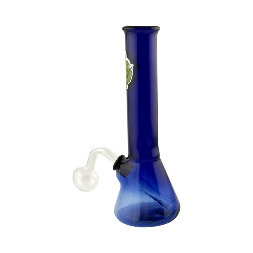 B Shape Mix Print Thick Pyrex Glass Oil Burner Bubbler-Blue