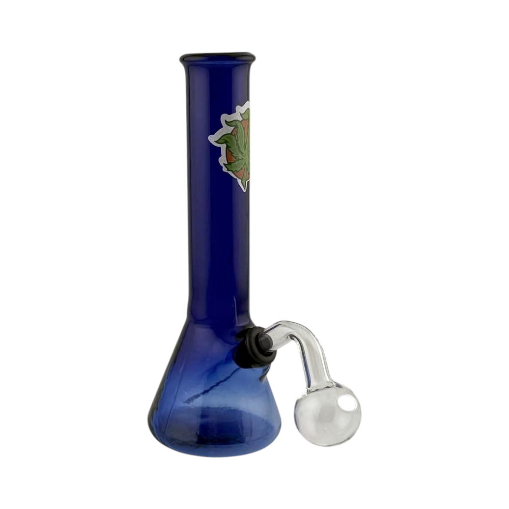 B Shape Mix Print Thick Pyrex Glass Oil Burner Bubbler-Blue