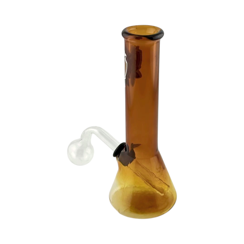 B Shape Mix Print Thick Pyrex Glass Oil Burner Bubbler-Brown