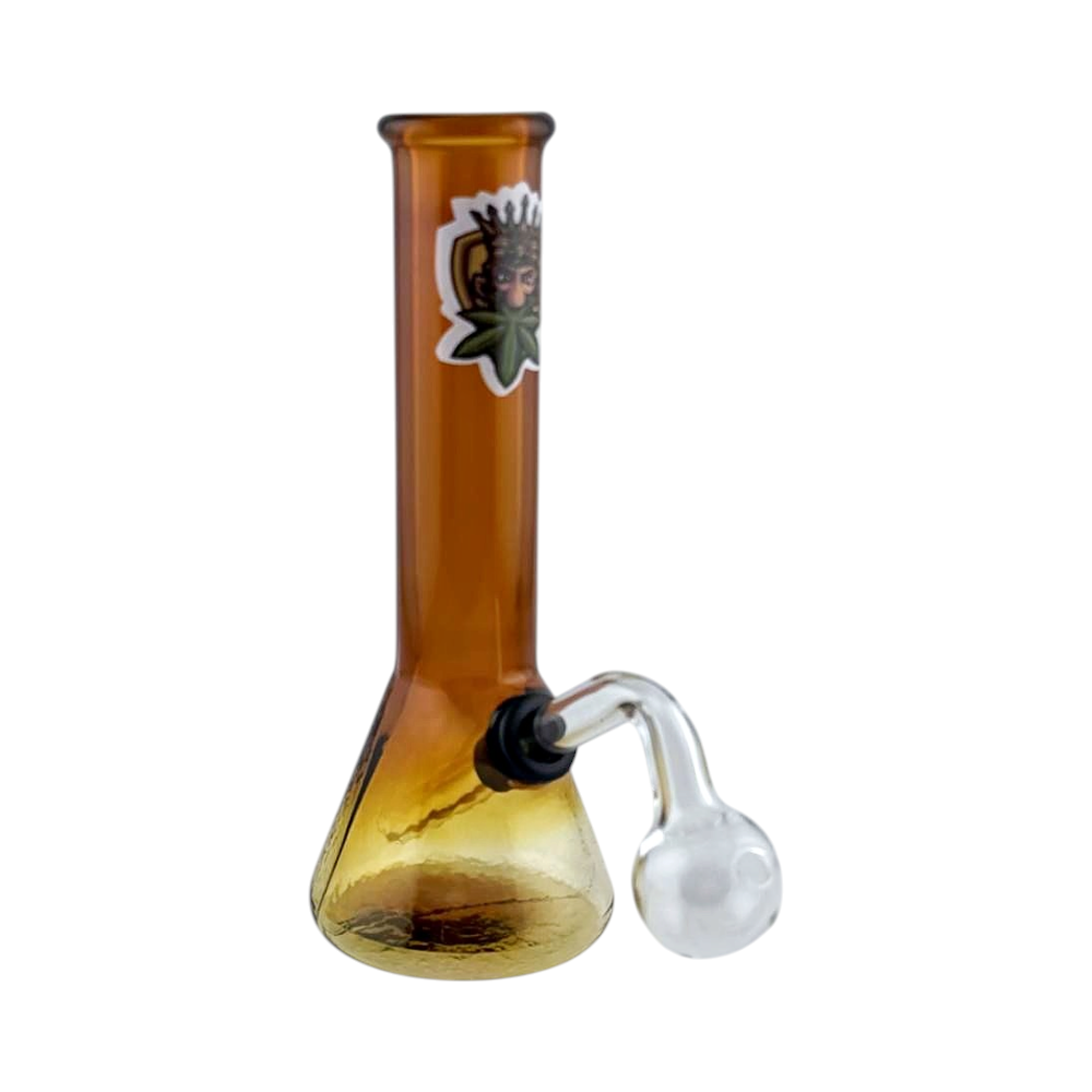 B Shape Mix Print Thick Pyrex Glass Oil Burner Bubbler-Brown