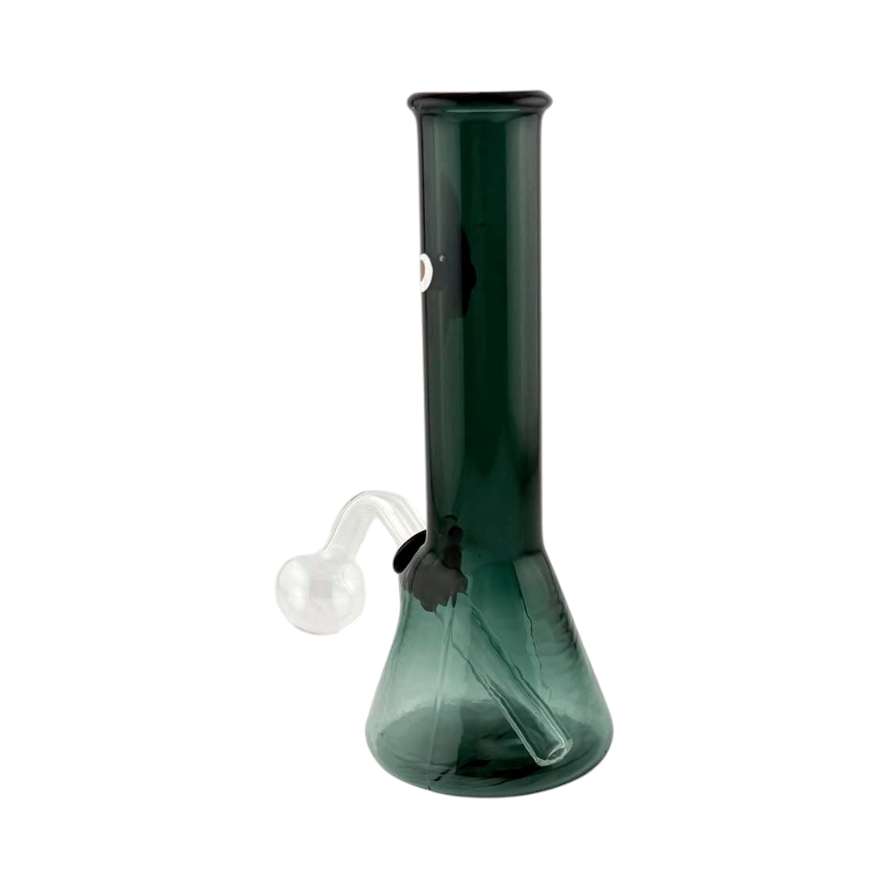 B Shape Mix Print Thick Pyrex Glass Oil Burner Bubbler-Dark Green