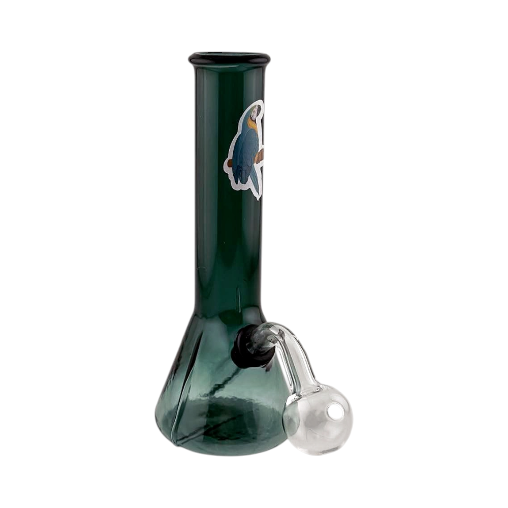 B Shape Mix Print Thick Pyrex Glass Oil Burner Bubbler-Dark Green