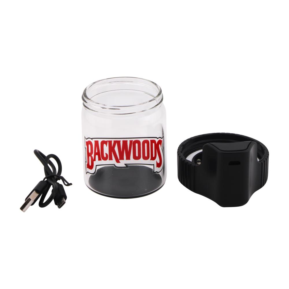 Backwoods Glass Smell Proof Jar With Light-Black