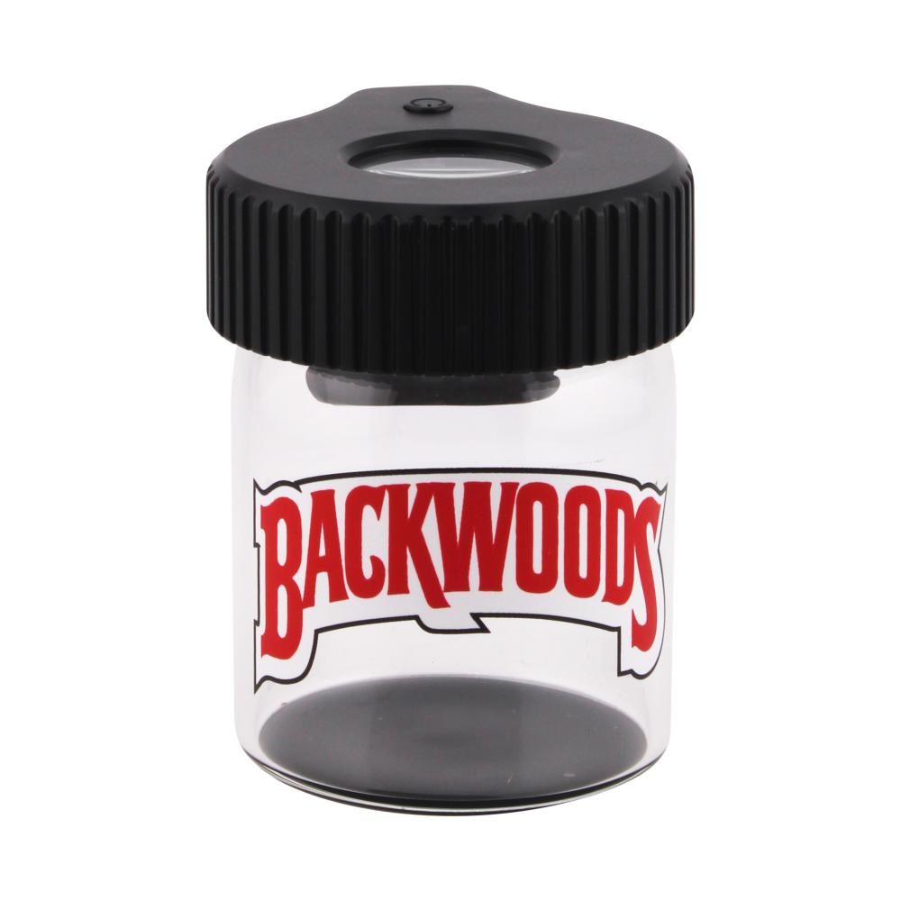 Backwoods Glass Smell Proof Jar With Light-Black