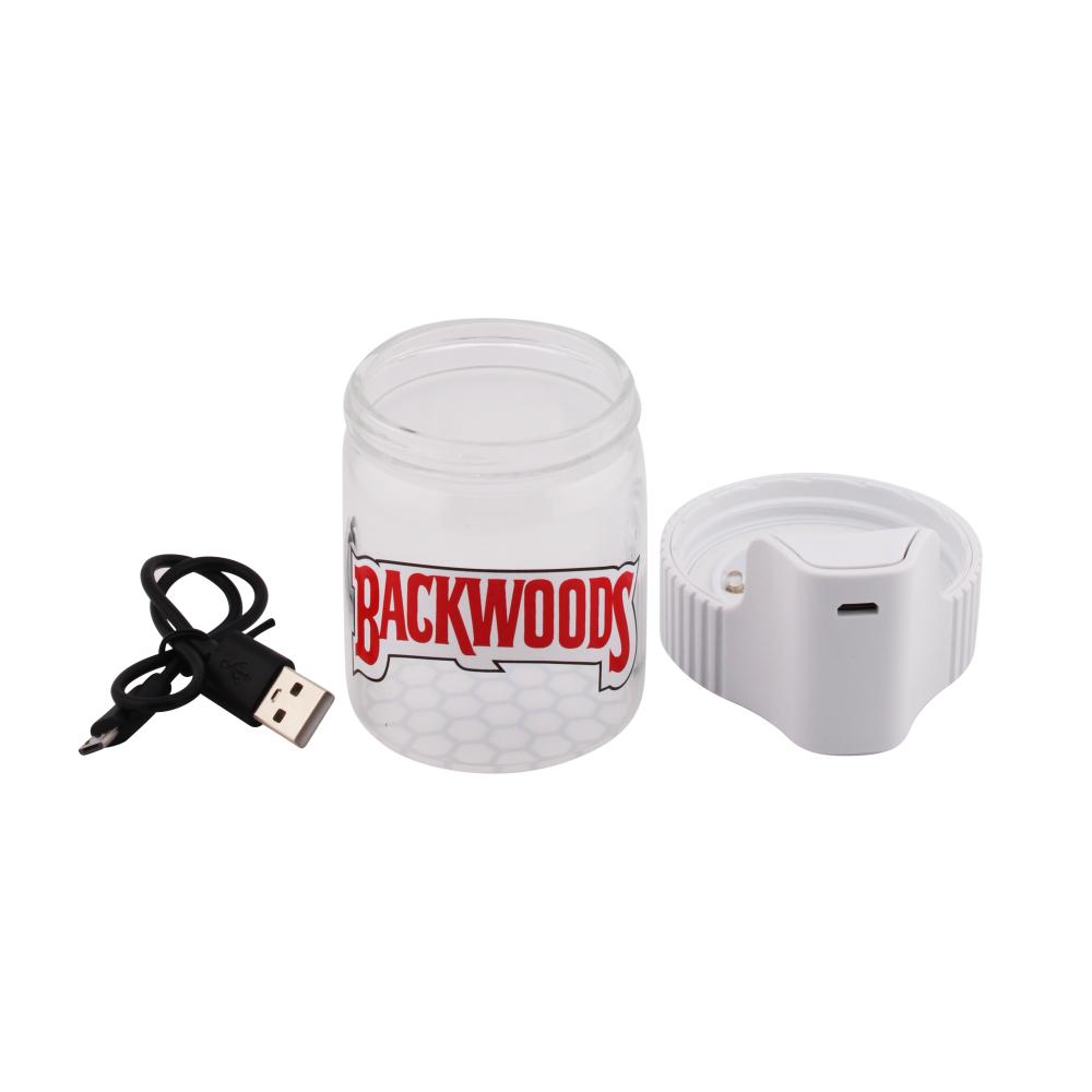 Backwoods Glass Smell Proof Jar With Light-White