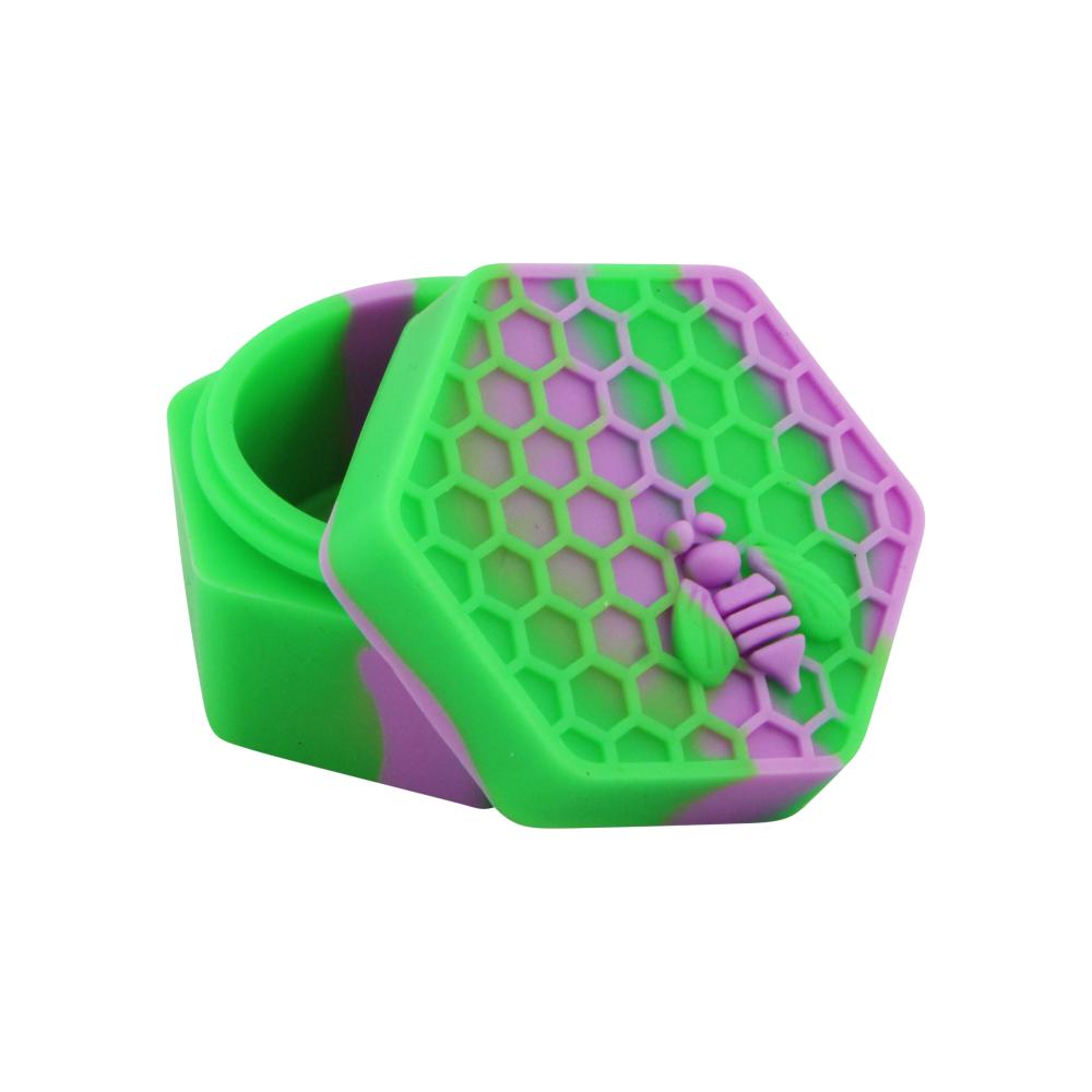 Bee Medium Silicone Container-2 Piece-Green and Purple