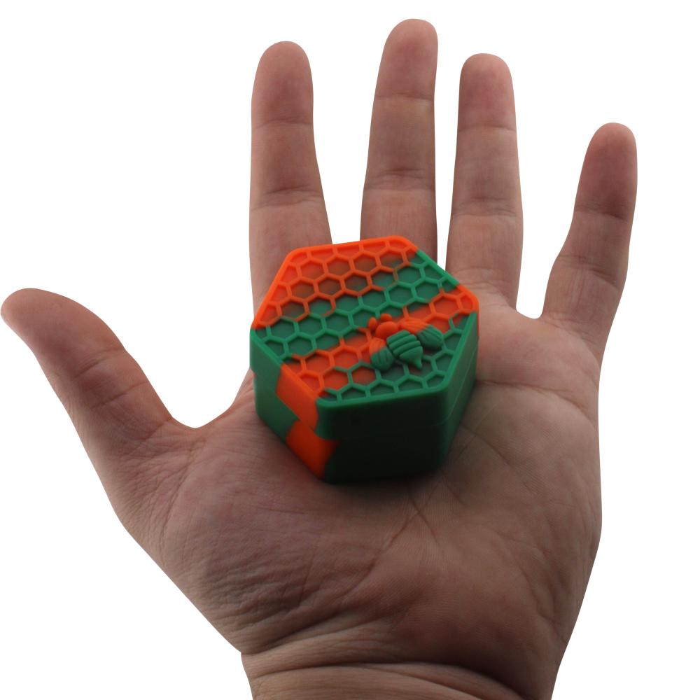 Bee Medium Silicone Container-2 Piece-Orange and Green