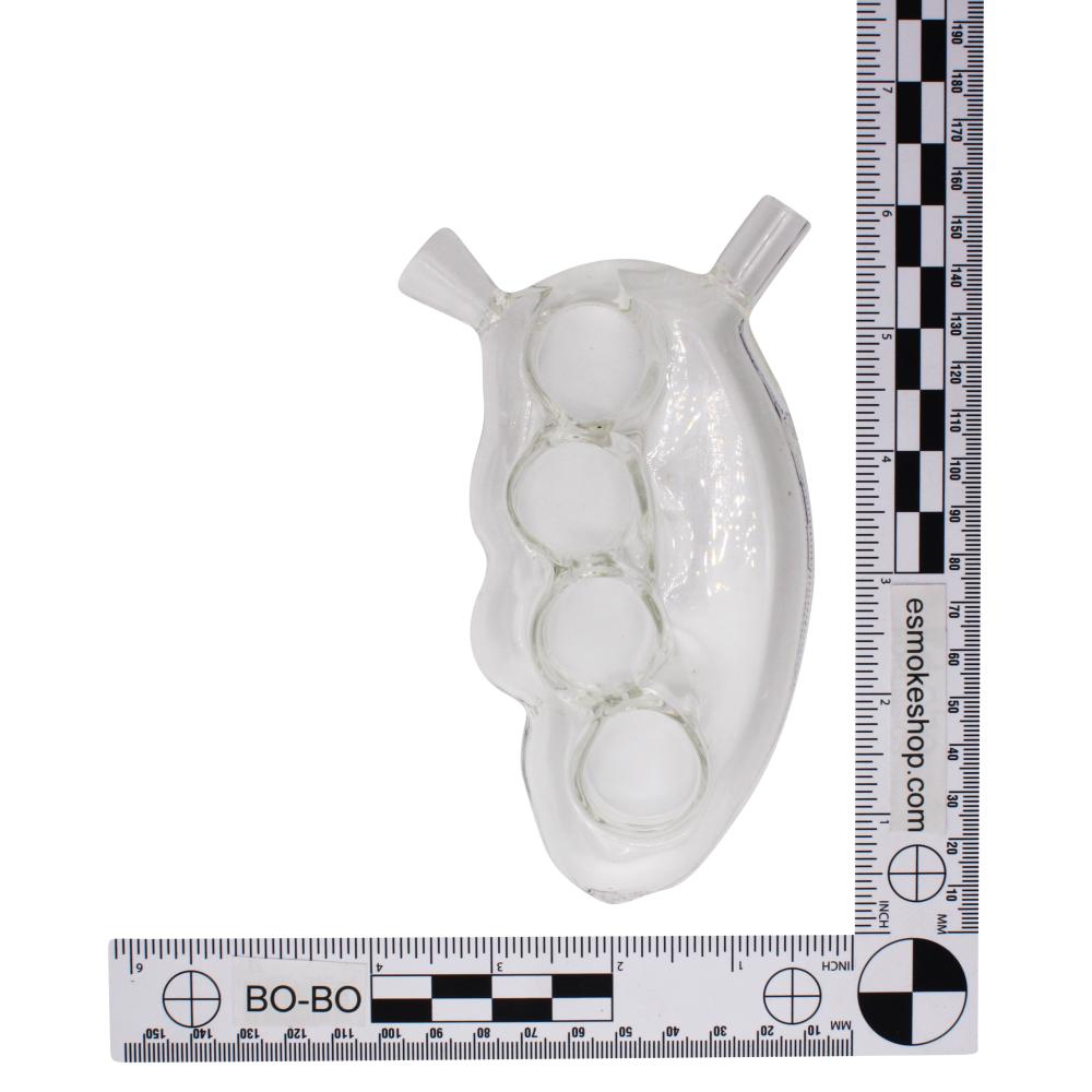 Brass Knuckle Glass Hand Pipe-Clear