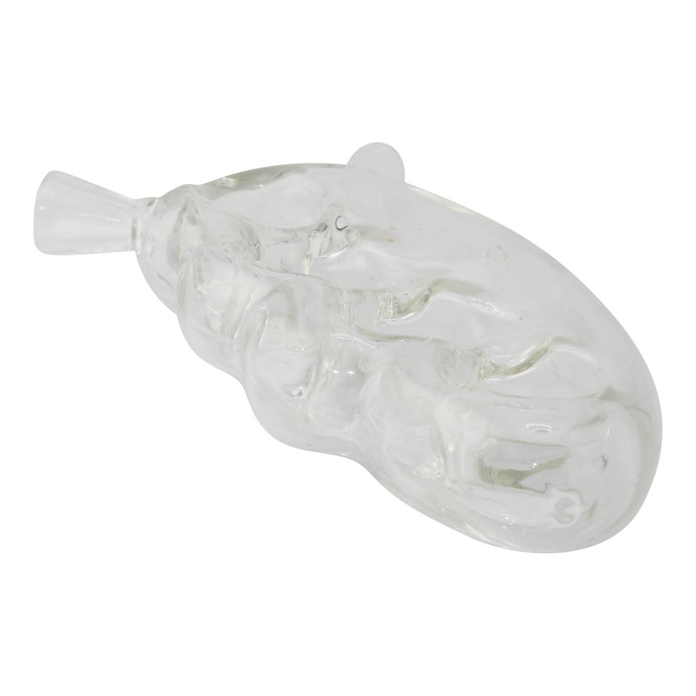 Brass Knuckle Glass Hand Pipe-Clear