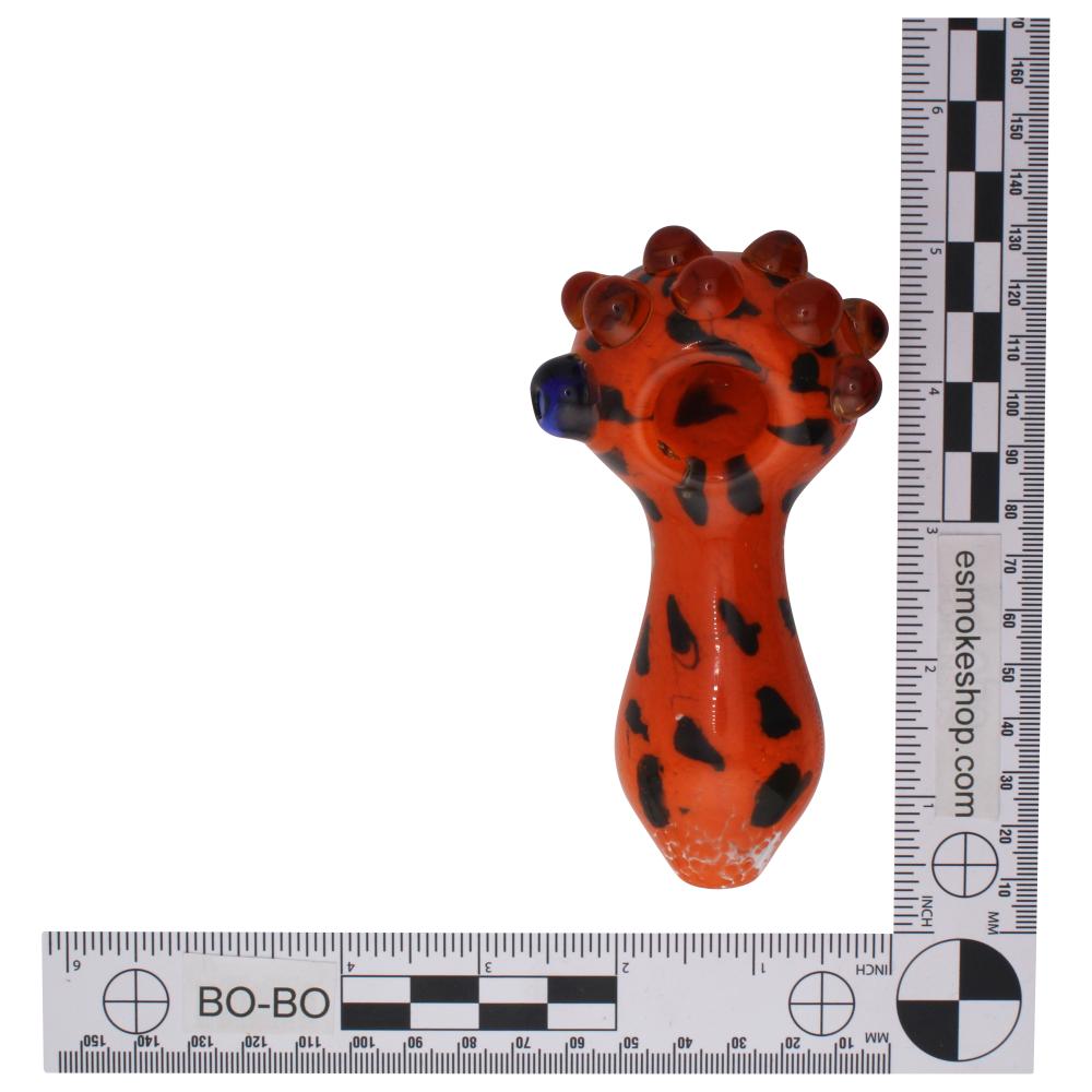 Cheetah Burn Glass Hand Pipe-Orange