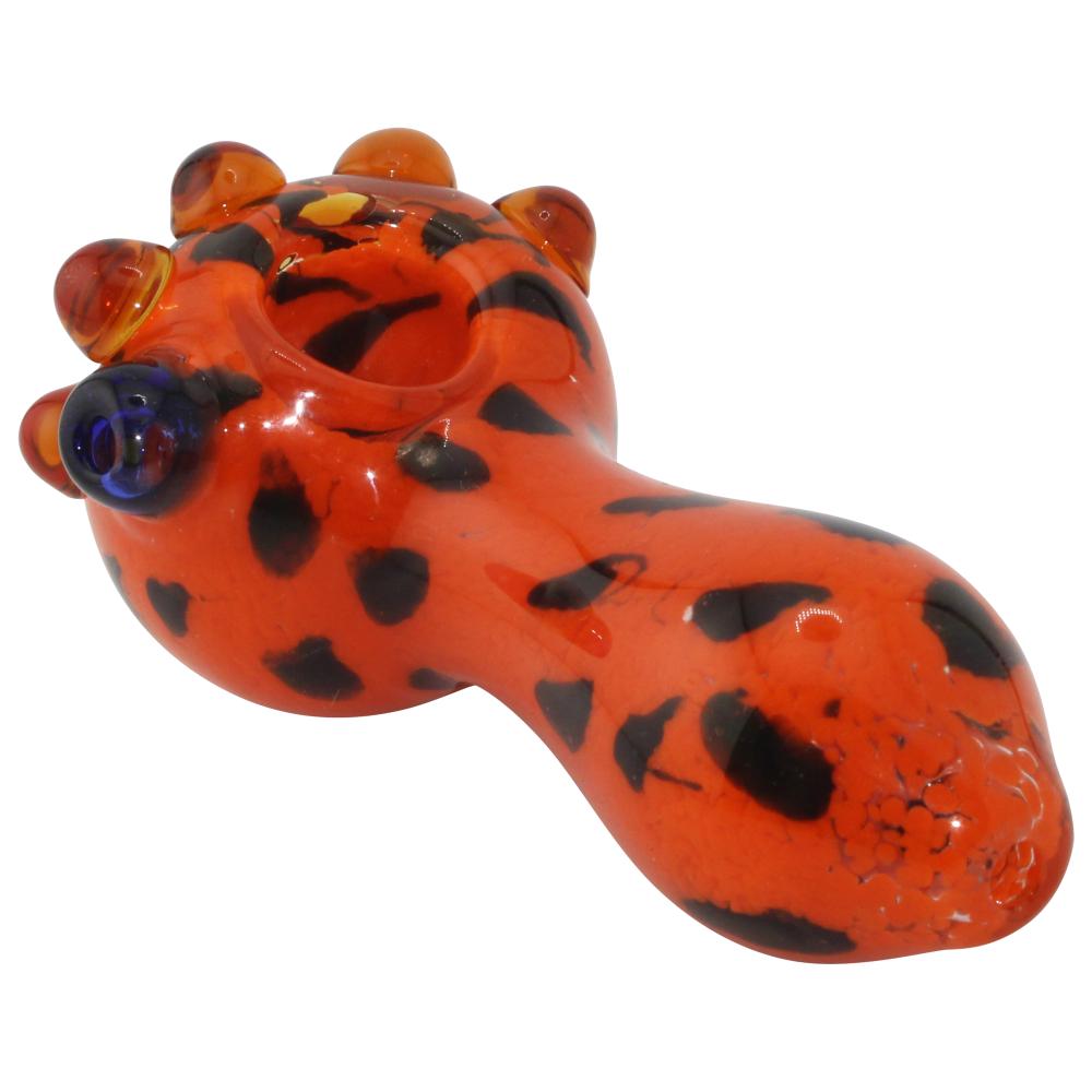 Cheetah Burn Glass Hand Pipe-Orange