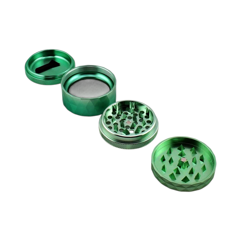 Chromium Crusher Diamond Design Metal Grinder-4 Piece-Green