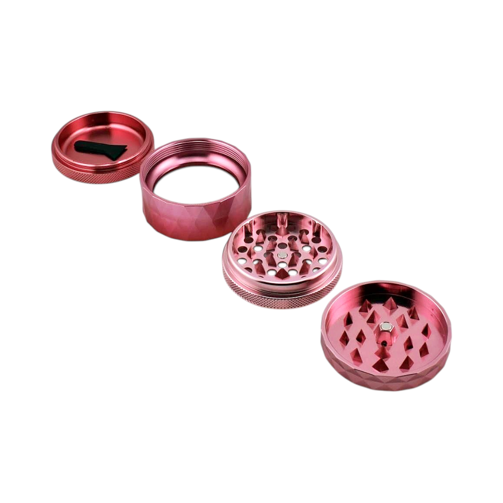 Chromium Crusher Diamond Design Metal Grinder-4 Piece-Pink