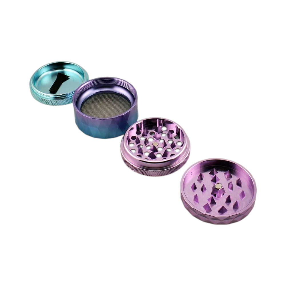 Chromium Crusher Diamond Design Metal Grinder-4 Piece-Purple