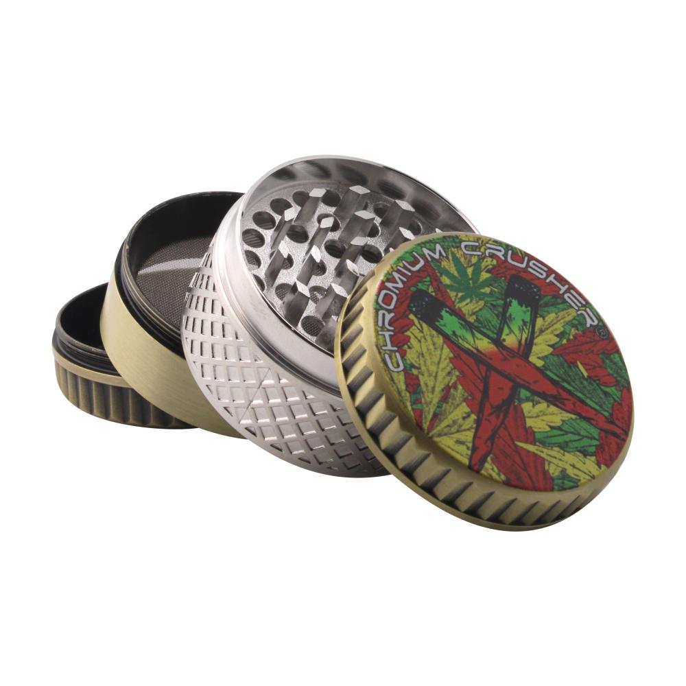 Chromium Crusher Leaf Metal Grinder-4 Piece-Silver