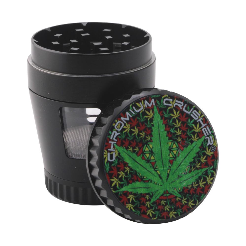 Chromium Crusher Storm Leaf Metal Grinder-4 Piece-Black Mix