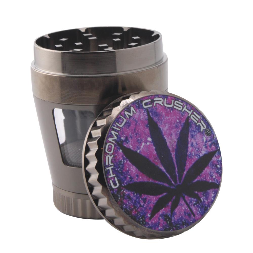 Chromium Crusher Storm Leaf Metal Grinder-4 Piece-Gray