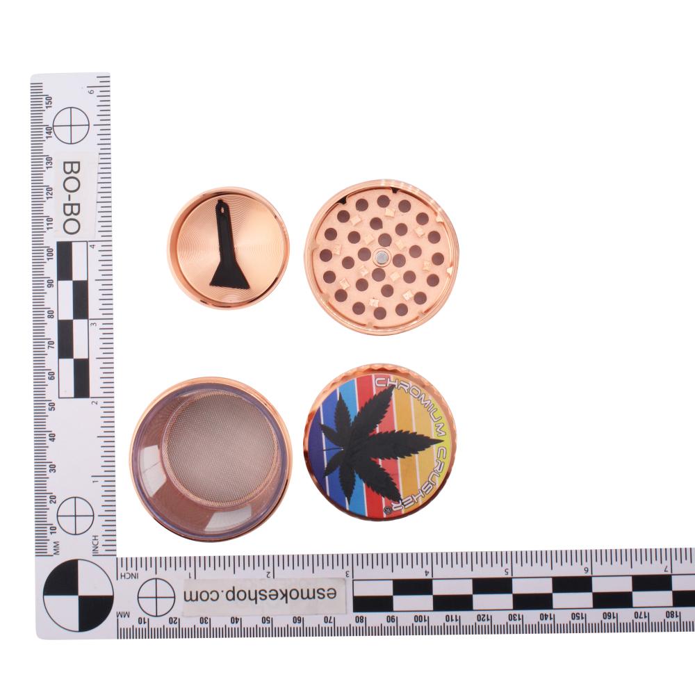 Chromium Crusher Storm Leaf Metal Grinder-4 Piece-Rose Gold