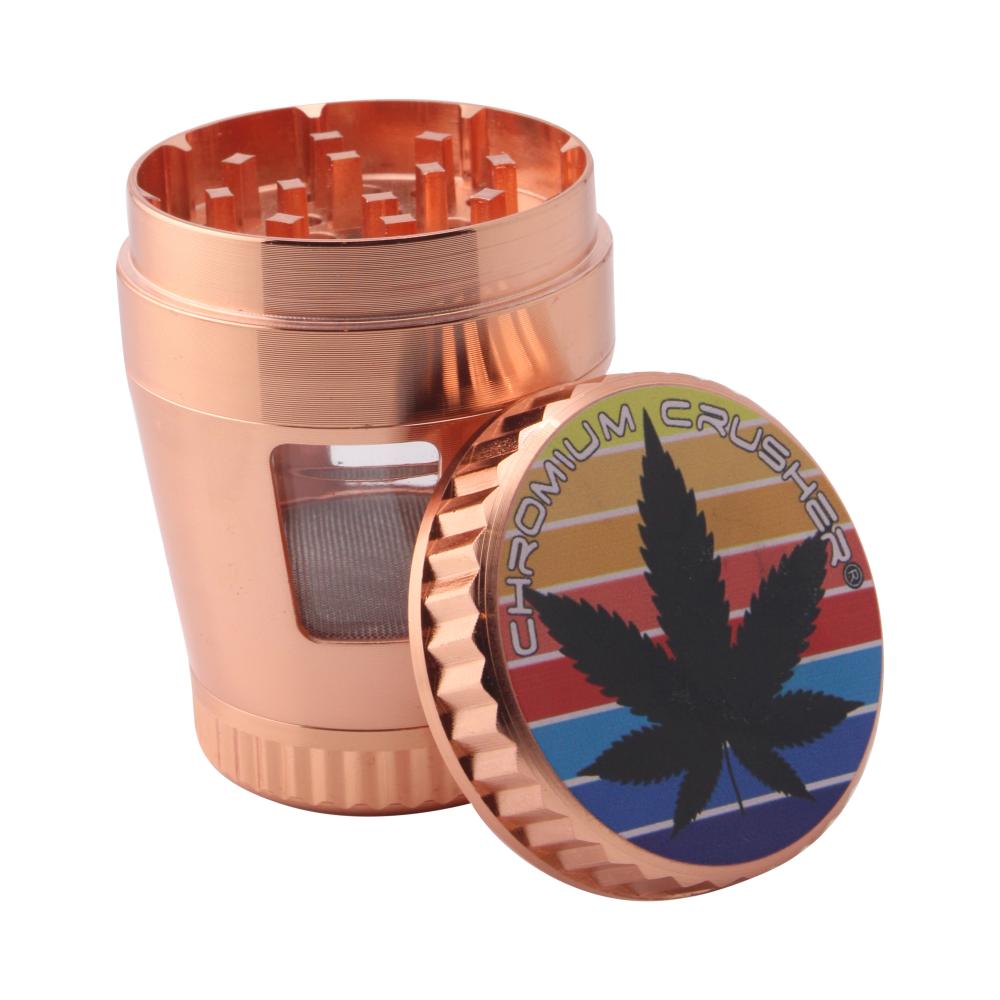 Chromium Crusher Storm Leaf Metal Grinder-4 Piece-Rose Gold